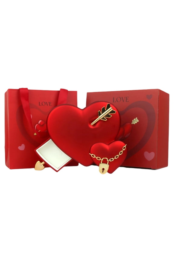 Heart Shaped Jewelry Box with Arrows Valentines Day Packaging Case Delicate Accessories