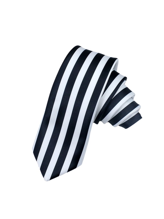 Japanese Anime Cosplay Necktie Black and White Vertical Striped Narrow Ties Masquerade Costume Accessories for Men Women