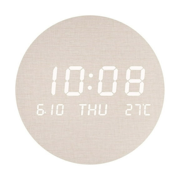 ZYHARUKO LED Quiet Clock With Adjustable Brightness,Wall Clock Modern Linen Styles for Home Digital LED Disply Minimalists Styles
