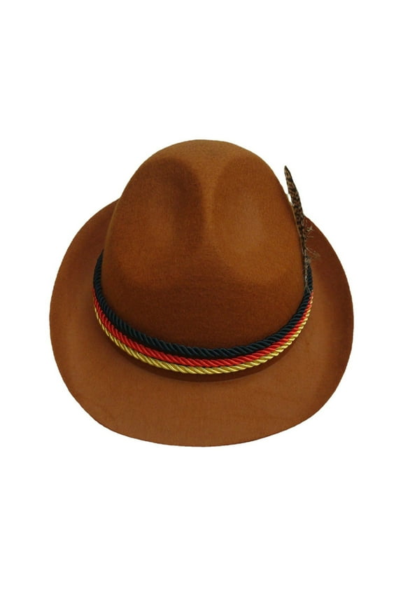 Lightweight Feather Decor Fedora Hat for Women Men Breathable Oktoberfest Cap with Feather Western Jazz Felt Cap