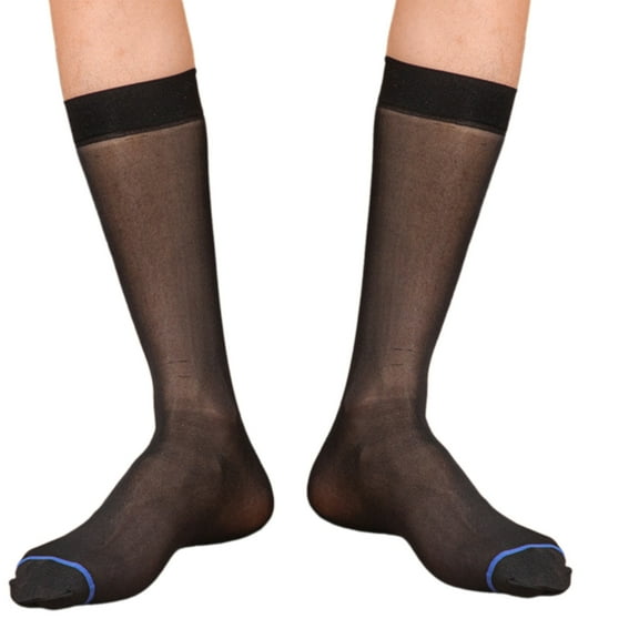 ZYHARUKO Men's Ultra Thin Nylon Dress Socks Soft See Through Breathable Calf Length Socks Long Stockings for Business Formal Wear