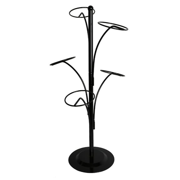 ZYHARUKO Modern Metal Hat Stand with 5 Round Standing Hooks Baseball Rack Hat Storage Display