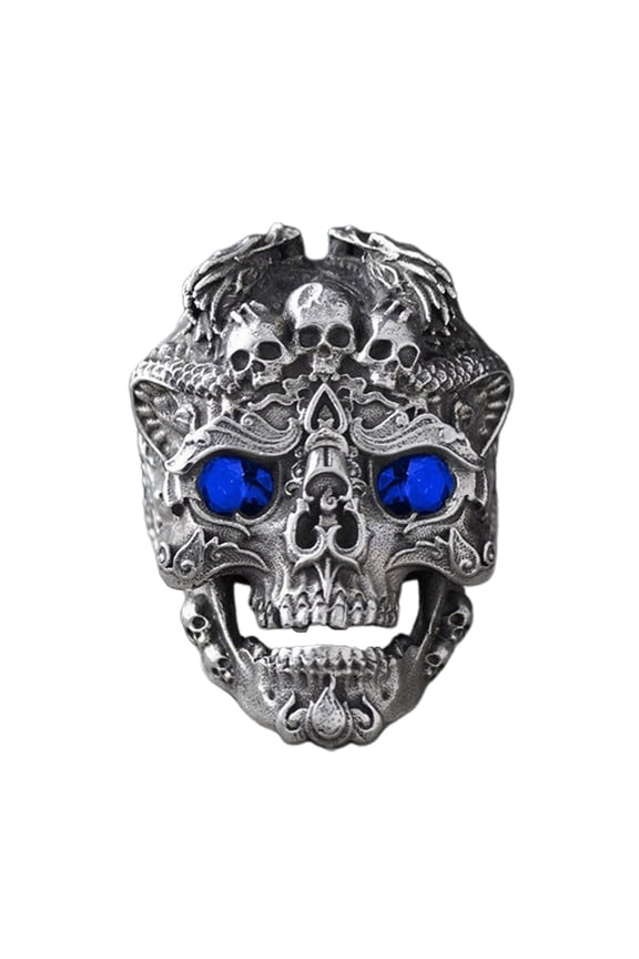 Punk Skull Rings Open Rings Eye Catching Finger Rings Skull Adjustable Opening Rings Alloy Material Party Jewelry