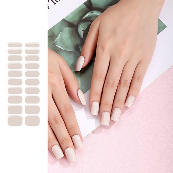 ZYHARUKO Semi Cured Gel Nail Polish Stickers Solid Color Nail Strips Waterproof Adhesive Full Wraps Gel Nail Art Stickers Decals
