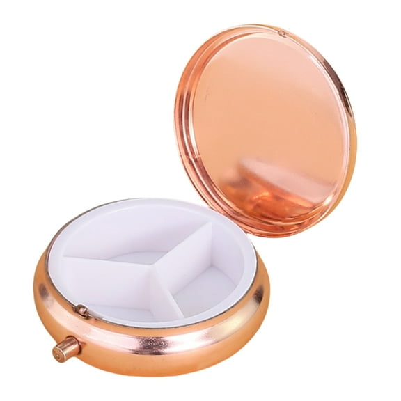 ZYHARUKO Small Pills Box Portable Metal Round Pocket Pills Case Large Capacity Compartments Medicine Organizers for Daily Travel