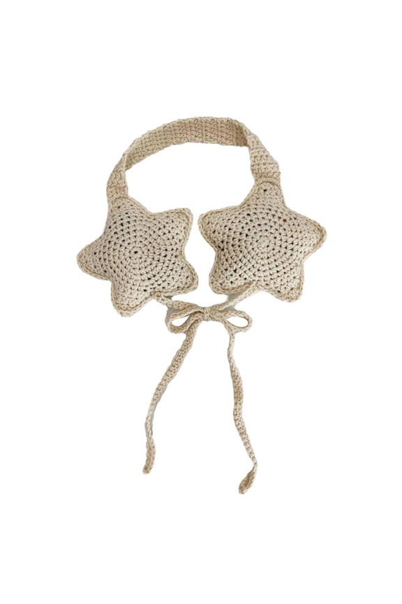 Solid Color Knitted Star Shape Earmuff Adult Elastic Ear Warmer Winter Cold Winter Presents for Students Teens Skiing