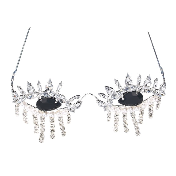 ZYHARUKO Trendy Eyeglass Frame with Exquisite Diamong Inlay Face Jewelry Accessories Unique Frameless Style Adornment for Women