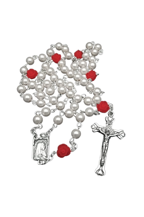 Unique Cross Prayer Beads Necklace Glass Bead Rose Flower Clavicle Chain Catholic Jewelry Religious Rosary Necklace