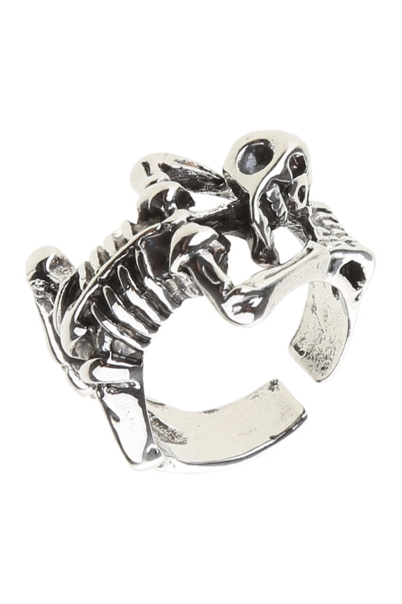 Vintage Punk Silver Open Rings Men Women,Adjustable Rings,Hippie Rings,Cool Gothic Rings,Skeleton Skull Rings Jewelry