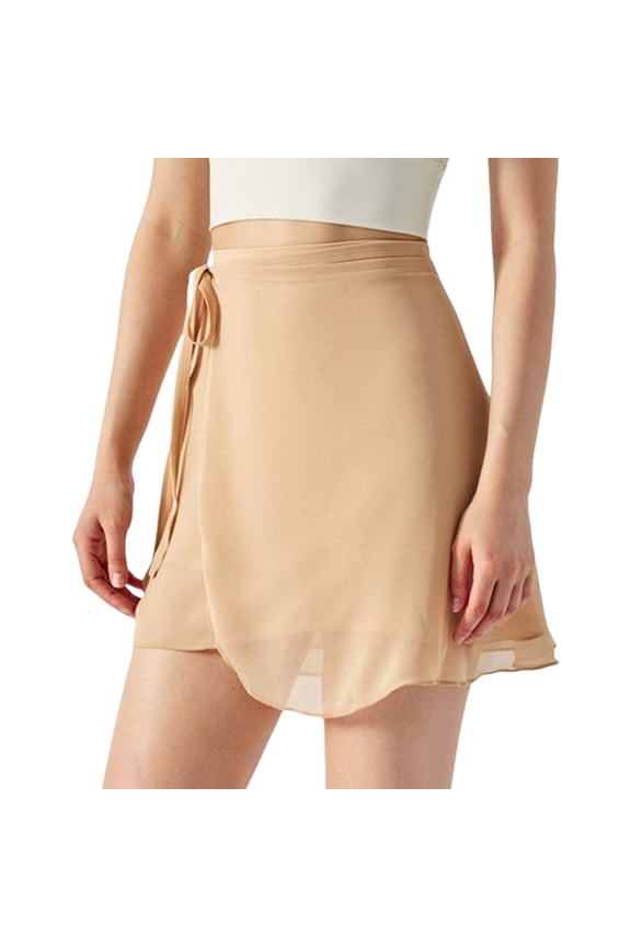 Womens Elegant Ballet Skirt Dance Wrap Skirt with Adjustable Waist Ties Solid Color Gymnastic Over Scarf for Leotards
