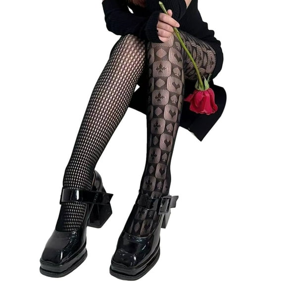 ZYHARUKO Womens Patterned Tights Fishnet Pantyhose High Waist Stockings Ladies Thin Long Black Stockings for Skirt Dress