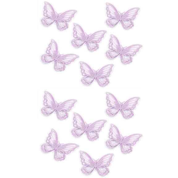 ZYHH 12Pcs Butterfly Hair Clips with Lace Embroidery, Floral Hair Bow Pins for Women Wedding, Christmas Halloween Party Hair Accessories in Light Purple