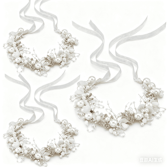 ZYHH Flower Girl Headpiece 2 Pcs, Rhinestone Crystal Wedding Headband Bridal Flower Hair Accessories for Girls Baby, Gold