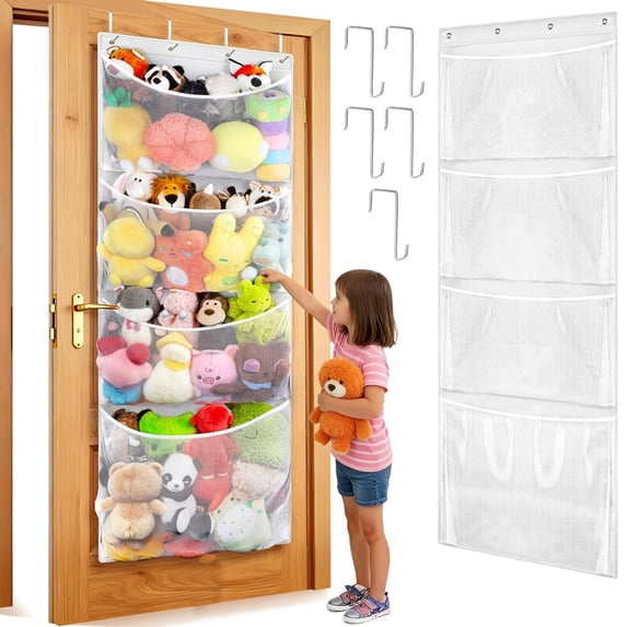 ZYHYPWW Behind‑Door Stuffed Animal Storage, Large Mesh Plush Toy Hammock Bag, Hanging Organizer for Bedrooms & Nurseries