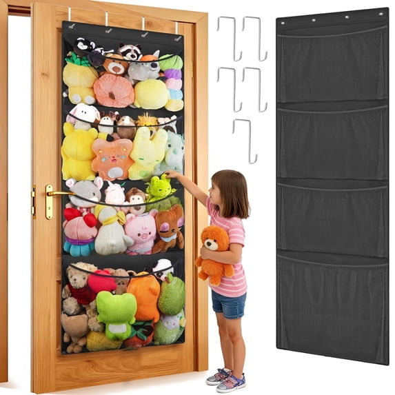 ZYHYPWW Over The Door Stuffed Animal Storage, Large Mesh Hanging Plush Toy Hammock Organizer for Kids Bedrooms & Nurseries