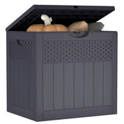 ZYJOYY 33 Gallon Resin Deck Box, Weatherproof Outdoor Storage Box for Patio, Garden, Pool, and Yard, Lockable Waterproof Bin for Tools, Cushions, and Accessories, Black