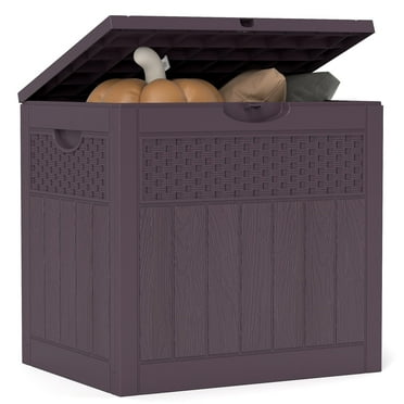 ZYJOYY 33 Gallon Resin Deck Box, Weatherproof Outdoor Storage Box for Patio, Garden, Pool, and Yard, Lockable Waterproof Bin for Tools, Cushions, and Accessories, Brown
