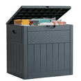 thumbnail image 1 of ZYJOYY 33 Gallon Resin Deck Box, Weatherproof Outdoor Storage Box for Patio, Garden, Pool, and Yard, Lockable Waterproof Bin for Tools, Cushions, and Accessories, Grey, 1 of 9