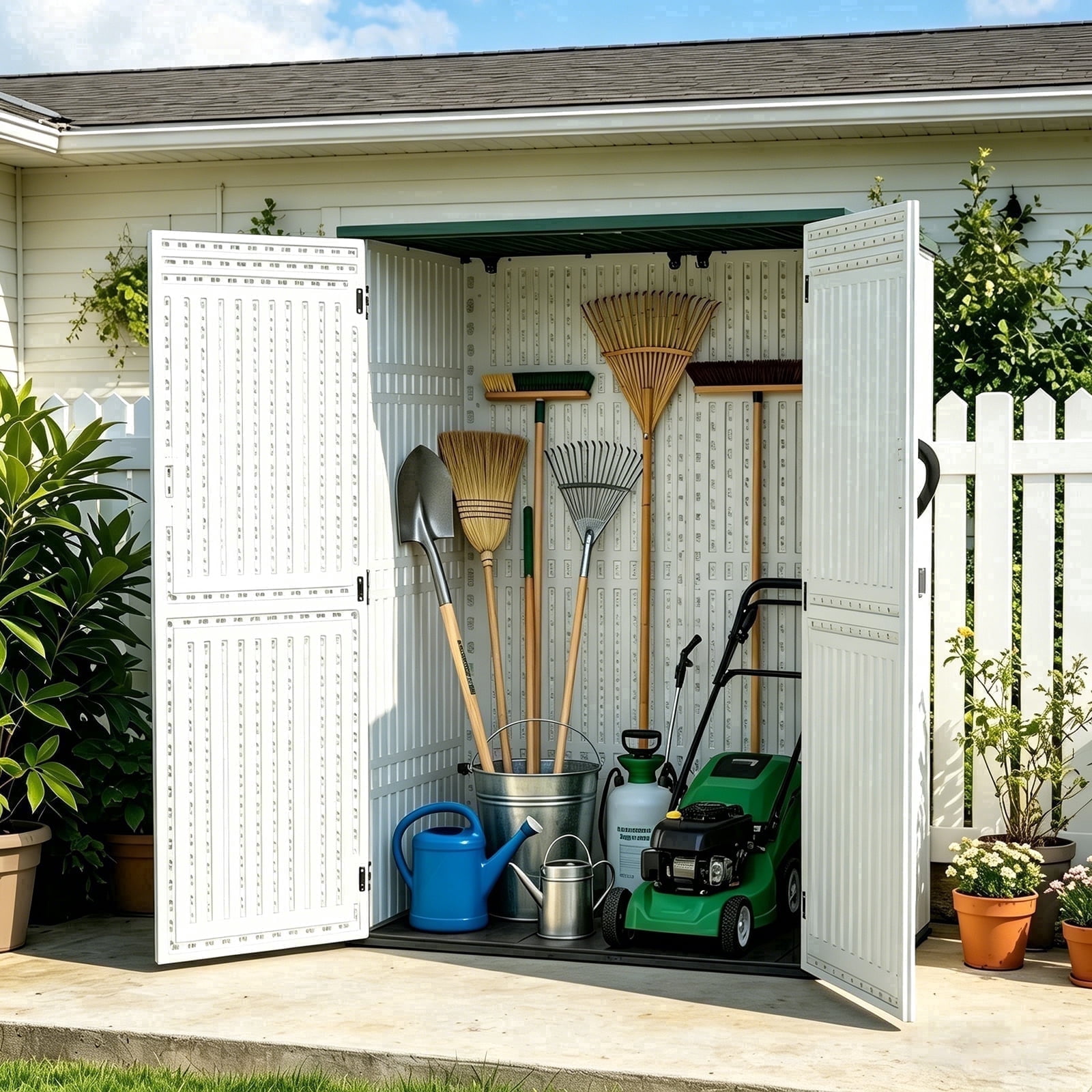 ZYJOYY 60 Cu.ft Resin Outdoor Storage Shed - Waterproof, Lockable