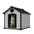 thumbnail image 1 of ZYJOYY Outdoor Dog House, 46" Insulated Igloo Style with Elevated Floor, Designed for Large Dogs, Weatherproof Plastic Kennel, Grey, 1 of 8