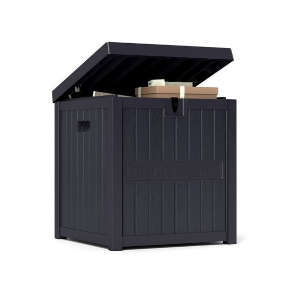 ZYJOYY Outdoor Package Delivery Box, Lockable and Waterproof Storage Deck Box, Anti-Theft Parcel Drop Boxes , Outdoor Package Delivery for Porch and Curbside, Black