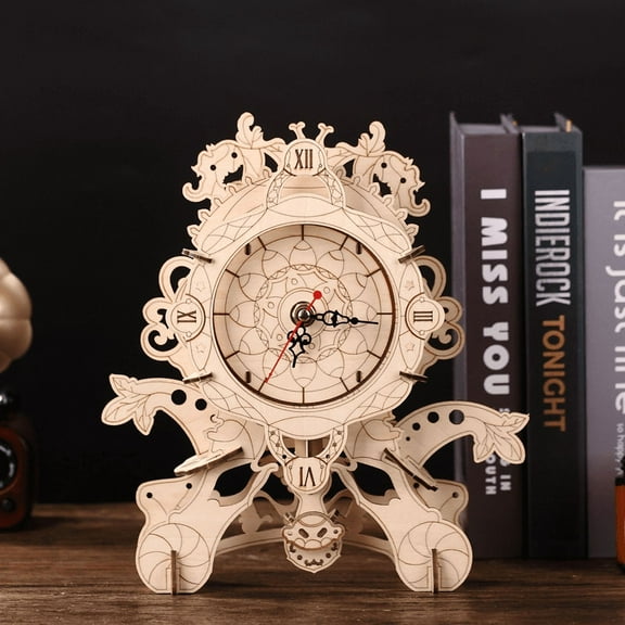 ZYLEGEN Table Clock 3D Wooden Puzzles, DIY Model Building Kits as Home Decor Gift IdeasSZ-4