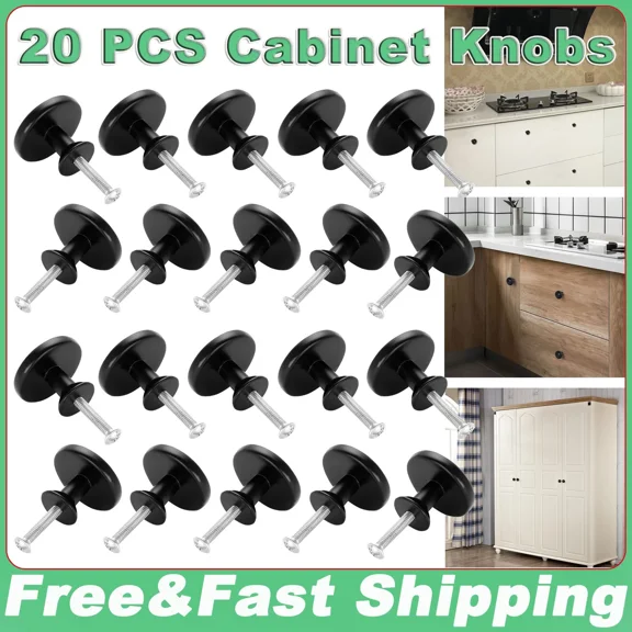 ZYLER- 20 Pcs Round Kitchen Cabinet Knobs Hardware Bedroom Drawer Cupboard Handle Pulls