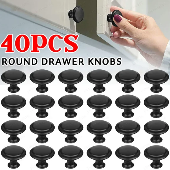 ZYLER- Cabinet Knobs Black Cabinet Pulls Knobs Round Drawer Knobs Screws For Furniture