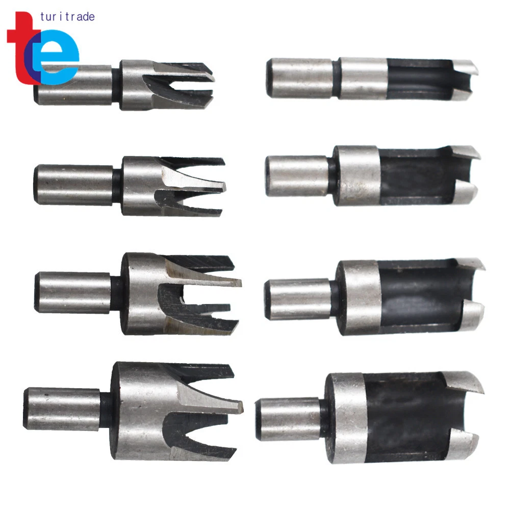 ZYLER- Carbon Steel Wood Plug Hole Cutter Dowel Maker Cutting Shank Drill Bit Set 8 Pcs