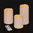 thumbnail image 1 of ZYLER- Flameless Candles 4" 5" 6" Set Of 3 Ivory Outdoor Indoor Pillars 3" Diameter Bat, 1 of 4