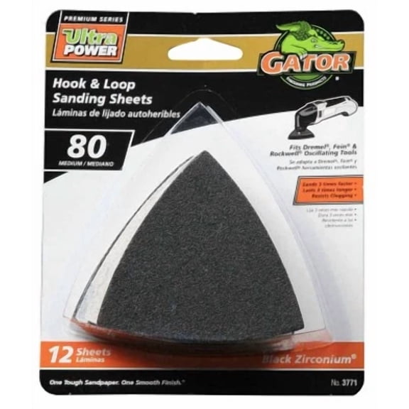 ZYLER- Hook & Loop Sandpaper, 80-Grit, 3-In., 12-Pk. -3771