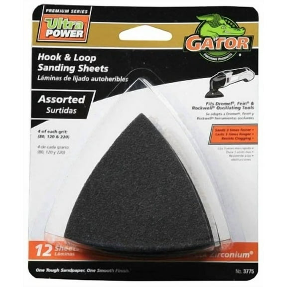 ZYLER- Hook & Loop Sandpaper, Assorted, 3-In., 12-Pk. -3775