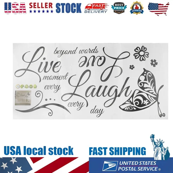 ZYLER- Live Laugh Love Quotes Butterfly Wall Art Stickers Living Room Decal Home Decor