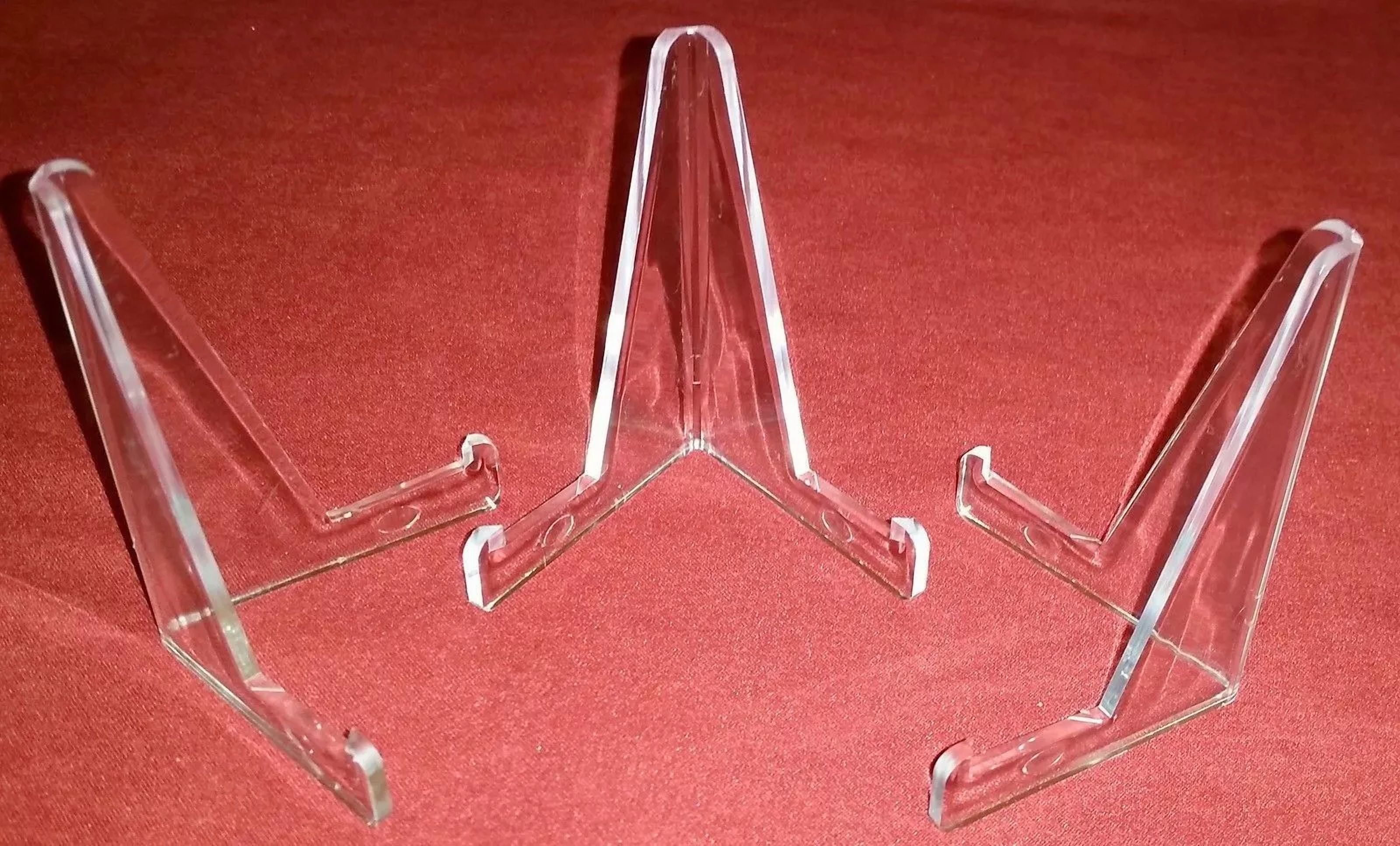ZYLER- *Lot Of Three(3) 3-3/8" Clear Acrylic Display Stand Easels With 3/4" Shelf