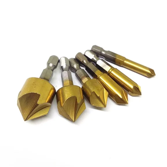 ZYLER- New Countersink Tool Bit Set 1/4'' Hex Shank Counter Sink For Steel Metal Wood D