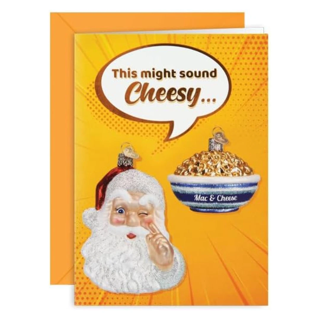 ZYLER- Old World Christmas Ornament Christmas Card, Cheesy, 7 X 5In