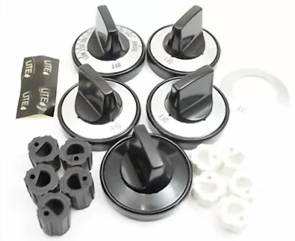 Zyler - ???Rk203 Universal Gas Range Burner & Thermostat Black Knobs Pkg Of 5