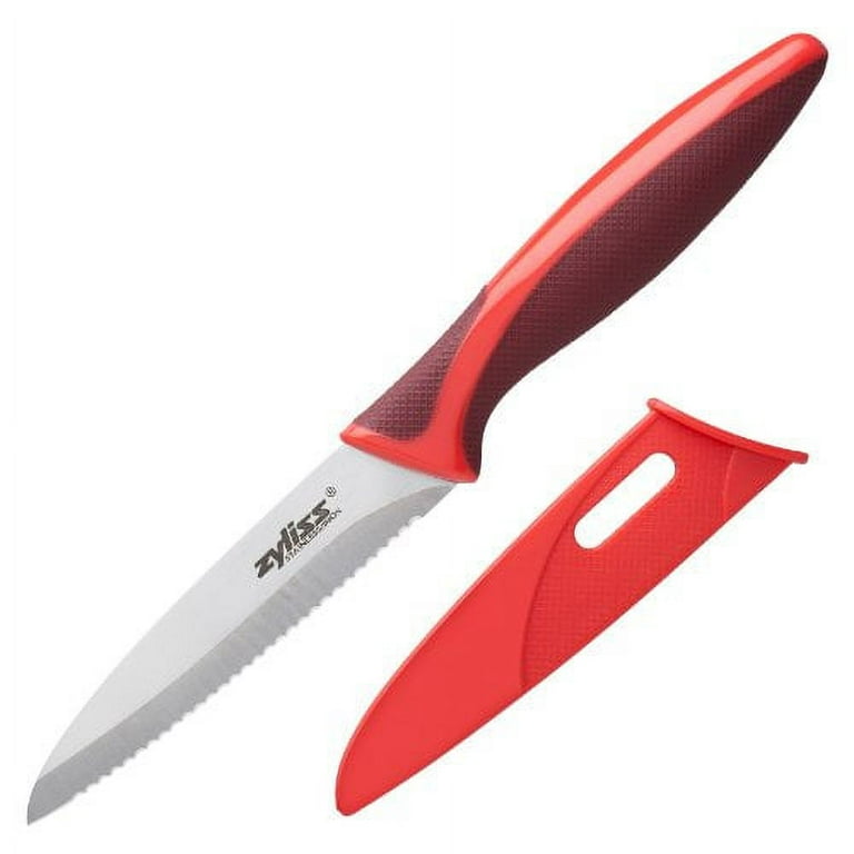 ZYLISS Serrated Paring Knife 3 3/4-Inch Stainless Steel Blade Red