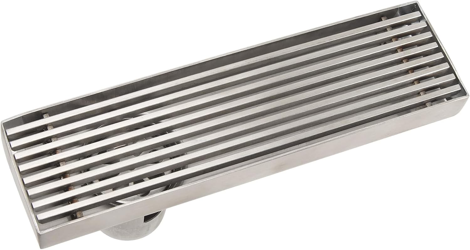 ZYLinear Shower Drain with Grate, 20x5.5cm Stainless Steel Smell