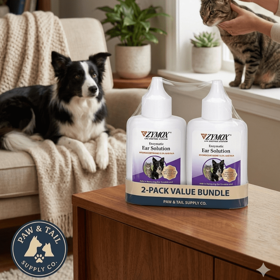 ZYMOX Enzymatic Ear Care Solution for Dogs & Cats 0.5% Hydrocortisone 1.25 oz 2 Pack