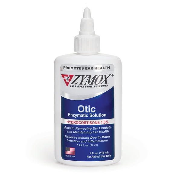 ZYMOX Otic Enzymatic Solution for Dogs and Cats to Soothe Ear Infections with 1% Hydrocortisone for Itch Relief, 4 oz
