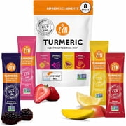 ZYN 3-in-1 Benefits Turmeric Electrolytes Powder Hydration Packets with Vitamins, Zinc & Curcumin Variety, 8 Pack
