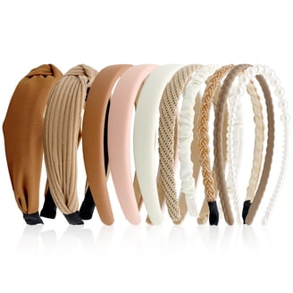 2pcs Ivory Biege & Brown Headband and Scrunchie Set Brown, Tan and Ivory Headband SET, Brown Headband, Ivory  main image 2