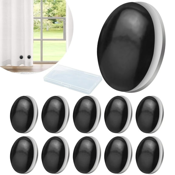 ZYNERY 10 Pcs Magnetic Curtain Weights Drapery Weights, Heavy Duty Curtain Weights Bottom No Sew - Outdoor Curtain Liner Magnets for Tablecloth, Refrigerator, Flag (Black)