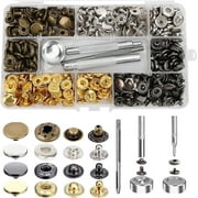 ZYNERY 100 Pcs Snap Fasteners Kit, 4 Color Snap Button Kits Metal Snaps Buttons Set Heavy Duty Leather Snap Fasteners Kit with 4 Setter Tools for Denim, Leather Jackets, Bags