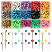 ZYNERY 1500 Pcs Map Push Pins, Map Tacks Marking Pins 1/8-inch Plastic Round Head Decorative Push Pins for Bulletin Boards/Fabric/Office/Wall 15 Colors