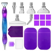 ZYNERY 18 Pcs Diamond Painting Pens Kit, Metal Tips & Resin Drill Pens, Diamond Painting Tools Accessories with Anti-slip Mat, Tray, Clay - Ideal for DIY Craft, Diamond Art Lover & Beginner (Purple)