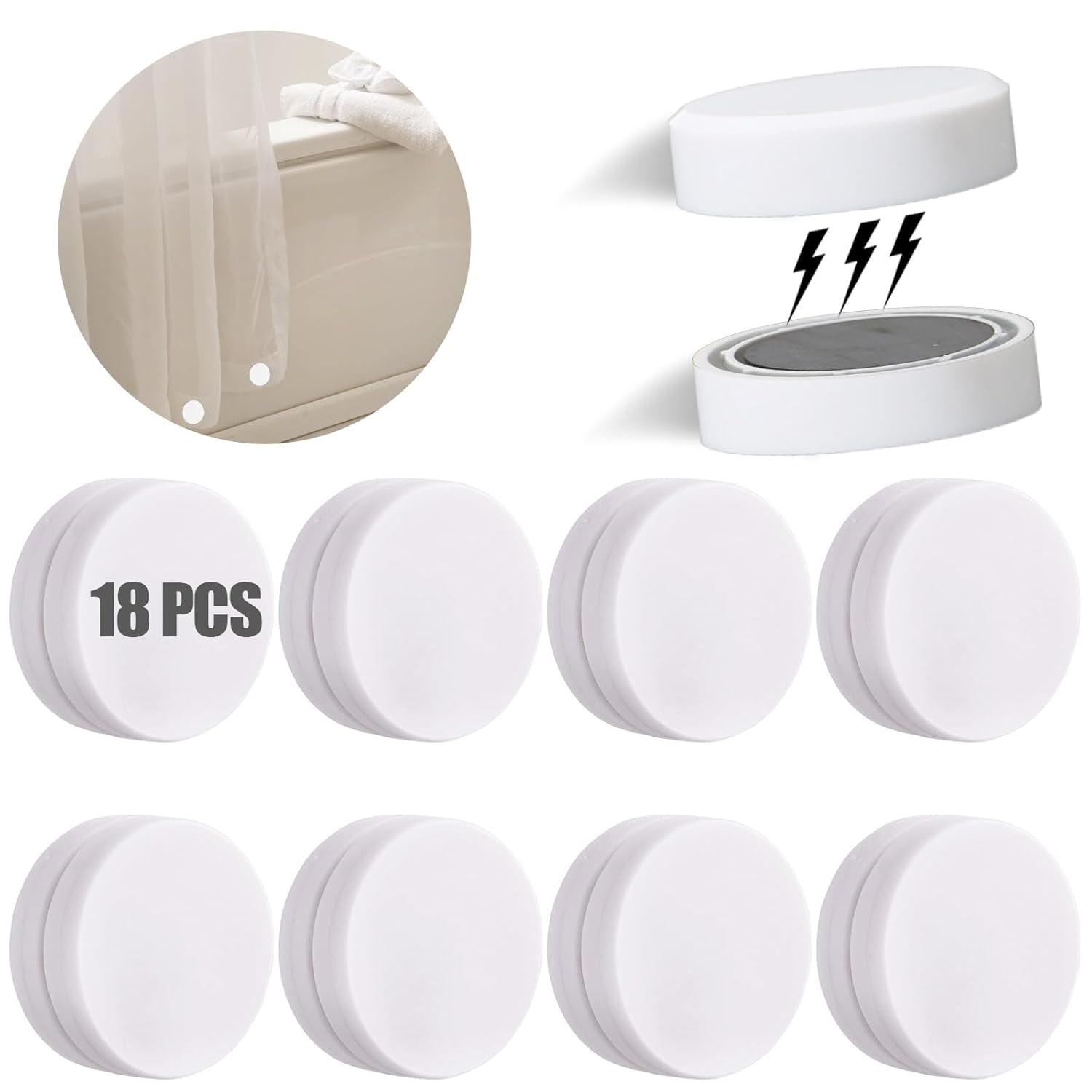 ZYNERY 18 Pcs Shower Magnets for Curtain Liner, Magnetic Shower Curtain Weights, Shower Curtain ...