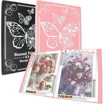 ZYNERY 2 Pack A3 Diamond Painting Storage Book, 60 Pages Art Portfolio Diamond Art Storage Large Art Folder - Suitable for 12x16 inch Art Painting (Pink   Black)