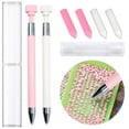 thumbnail image 1 of ZYNERY 2 Pcs Diamond Painting Pens with Wax, Refillable Wax Pen, Rotating Glue Point Drill Pen for Nail Art Rhinestones, Diamond Art Accessories and Tools, Quickly Pick Up Beads Gems (Pink, White), 1 of 7